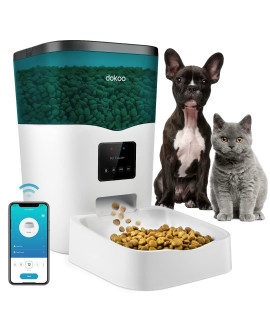 Dokoo Automatic Cat Feeders, App Control Smart Pet Food Dispenser with Portion Control&Timer Setting, Auto Dog Feeder 1-10 Meals, Voice Record, Small & Medium Pets, BPA-Free, 2.4G Wi-Fi ONLY, 3L/13cup