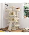 IMUsee 68 Inches Multi-Level Cat Tree for Large Cats/Big Cat Tower with Cat Condo/Cozy Plush Perches/Sisal Scratching Posts and Hammocks/ Activity Center Play House/Beige