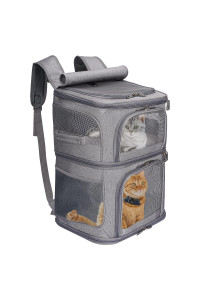 VOISTINO 2-in-1 Double Pet carrier Backpack for Small cats and Dogs, Portable Pet Travel carrier, Super Ventilated Design, Ideal for TravelingHikingcamping, Medium