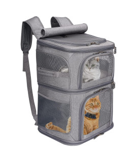 VOISTINO 2-in-1 Double Pet carrier Backpack for Small cats and Dogs, Portable Pet Travel carrier, Super Ventilated Design, Ideal for TravelingHikingcamping, Medium