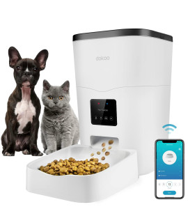 Dokoo Automatic Cat Feeders, App Control Smart Pet Food Dispenser with Portion Control&Timer Setting, Auto Dog Feeder 1-10 Meals, Voice Record, Small & Medium Pets, BPA-Free, 2.4G Wi-Fi ONLY, 3L/13cup
