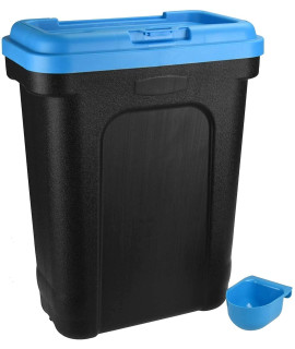 Elito Home & gardenA Dry Pet Food Storage container Top Flip Bin Lid with Scoop 30L 15 Kg Dog cat Animal 15kg Pet Food container (Blue)