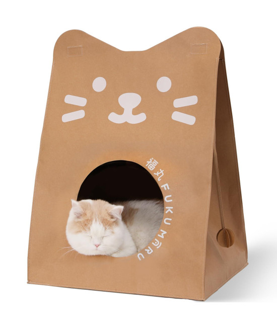 FUKUMARU Cat Bed, 21 X 16.5 Inch Cat Hammocks for Indoor Cats, Wooden Outdoor Pet Furniture, Large Elevated Cat Beds Suitable for Kitty, Puppy, Rabbit, Bunny and Small Animal? (Round Basket)