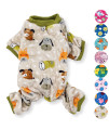 Dog Pajamas Soft Warm Fleece Jumpsuit Cute Pet Clothes for Small and Medium Pet XXS - L (Beige Dogs, L: Length - 18, Chest 22 - 26)