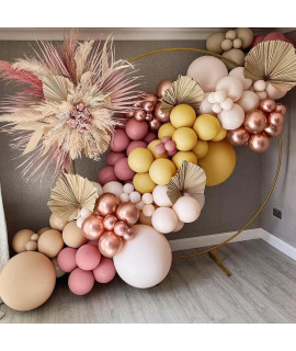 Dusty Pink Yellow Balloon garland Double Stuffed Blush Pink Mustard Brown Balloon Arch Kit Pastel Nude Beige Metallic Rose gold Balloons for Boho Baby Shower Birthday Bridal Wedding Party Decoration