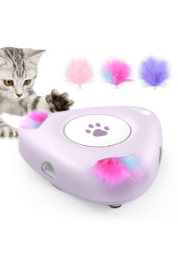 Pawaboo Interactive cat Toys, Automatic cat Exercise Teaser Toy with 3 Replacement Rotating Feathers, Automatic Electronic Rotating Teaser Kitten Toy for Indoor cats, Kitty, Pet - Taro Purple