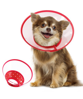 Vivifying Pet Cone for Small Dogs and Cats, Adjustable 5.7-8 Inches Recovery Cone, Lightweight Elizabethan Collar for Cats, Puppy and Small Dogs (Red)
