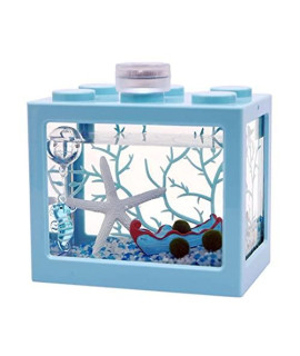 sararui Fish Tank creative Desktop Transparent Mini Betta Fish Tank Office Household Ornamental Fish Small Fish Tank with cover Small Fish Tank