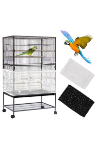 Daoeny 2Pcs Bird Cage Cover, Adjustable Bird Cage Seed Catcher, Large Soft Nylon Mesh Net with Twinkle Moon Star, Birdcage Cover Skirt Seed Guard for Parrot Parakeet Macaw Round Square Cages