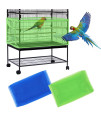 Daoeny 2Pcs Large Bird Cage Cover, Bird Cage Seed Catcher, Adjustable Soft Airy Nylon Mesh Net, Birdcage Cover Skirt Seed Guard for Parrot Parakeet Macaw African Round Square Cages (Blue + Green)