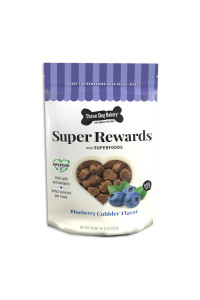 Three Dog Bakery Soft and Chewy Super Rewards with Superfoods Dog Treats, Low Calorie Dog Training Treats for Dogs, Blueberry Cobbler Flavor, 8 Ounce Resealable Bag