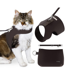 Cat Harness, Collar & Leash Set - Escape Proof Adjustable Choke Free Velcro Harness Vest for Walking Cats & Kittens (Sable Brown, Small)