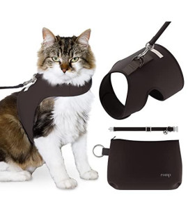 Cat Harness, Collar & Leash Set - Escape Proof Adjustable Choke Free Velcro Harness Vest for Walking Cats & Kittens (Sable Brown, Medium)