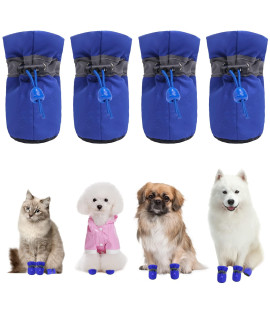 CALHNNA Dog Boots & Paw Protectors Anti Slip Dog Snow Boots for Winter Dog Booties Cat Dog Shoes for Small Medium Dogs Blue 6