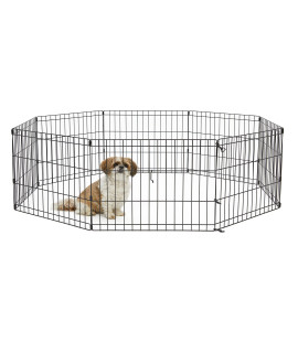New World Pet Products 18' Foldable Black Metal Dog Exercise Pen No Door