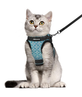 CatRomance Cat Harness and Leash Set Escape Proof for Walking, Safe Adjustable Small Large Kitten Vest with Reflective Strip for Kitty, Easy Control Comfortable Soft Outdoor Harnesses, Blue, Large