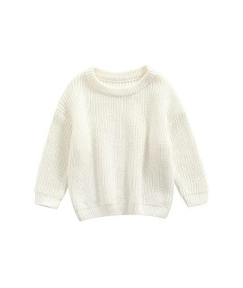 Autumn Winter Warm Outfits Baby girl cute Long Sleeve Knitted Sweater Pullover Top (White,12-18 Months)