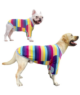 PriPre Dog Shirt for Large Dogs Big Dog clothes Striped Breathable cotton Boy girl Dog clothes (Rainbow Striped,M)