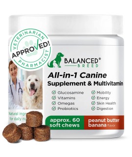 Balanced Breed Glucosamine Dogs Skin Coat Hip Joint Supplement Dogs Multivitamin Dog Supplements Vitamins Dog Glucosamine Chondroitin Dogs Senior Dog Vitamins Supplements Dogs Bone Joint Support Chews
