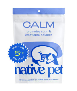 Native Pet Calm - Dog Calming Chews - Dog Melatonin for Small, Medium, Large Dogs - Melatonin for Dogs Sleep Aid - All-Natural Dog Calming Chews - Anxiety Relief Treats - Calming Dog Treats -60 Chews