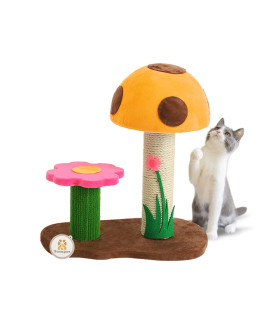 Sasapet Cat Scratching Post, Mushroom Claw Scratcher Small Cat Tree House Traning Interactive Toys for Indoor Kittens, Cats (Orange)
