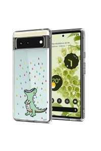 Unov Pixel 6 case clear with Design Soft TPU Shock Absorption Slim Embossed Pattern Protective Back cover for Pixel 6 5g 64 inch (Rainbow Dinosaur)