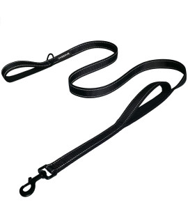 Dog Leash 6 Foot Long Traffic Padded Two Handle Heavy Duty Double Handles Lead for Large Dogs or Medium Dogs Training Reflective Leashes Dual Handle (6 Foot (Pack of 1), Black)