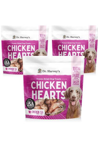 Dr. Harvey's Chicken Hearts Freeze Dried Training Dog Treats with Real Chicken Hearts for Dogs, 7 Ounces (3 Pack)
