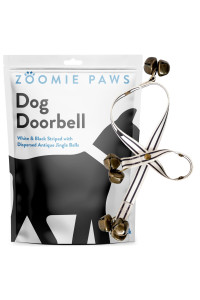 Zoomie Paws Hanging Door Bells for Potty Training - Decorative Dog Door Bells for Door, Puppy Supplies for Pet Dogs, Pet Supplies, Dog Training Bells, Black and White Strap with Bells, 1-Pk