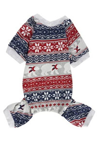 Bear Snowflake Ugly Dog Christmas Pajamas Clothes for Dogs Onesie PJS Medium Size
