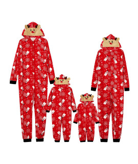 Noustyle Matching Family christmas Onesies Pajamas Sets Elk Antler Hooded Romper PJs Zipper Jumpsuit Loungewear(snowman-BABY-6-9M)