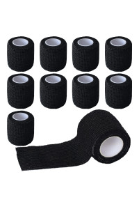 Gondiane 9 Pack 2 x 5 Yards Self Adhesive Bandage Wrap Self Stick Wrap for Ankle, Wrist, Finger, Sports, Breathable Cohesive Vet Tape for Pets (Black)