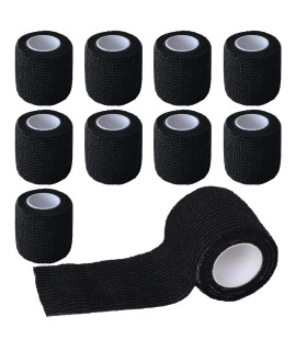 Gondiane 9 Pack 2 x 5 Yards Self Adhesive Bandage Wrap Self Stick Wrap for Ankle, Wrist, Finger, Sports, Breathable Cohesive Vet Tape for Pets (Black)