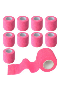 Gondiane 9 Pack 2 x 5 Yards Self Adhesive Bandage Wrap Self Stick Wrap for Ankle, Wrist, Finger, Sports, Breathable Cohesive Vet Tape for Pets (Pink)