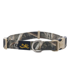 Browning Classic Webbing Dog Collar, Durable Adjustable Pet Collar, Available in Solid Colors and Camo Patterns, Realtree MAX-5, Large