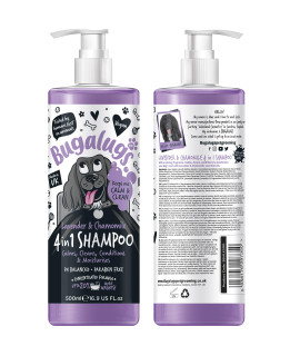 Dog Shampoo by Bugalugs Lavender & chamomile 4 in 1 Dog grooming Shampoo Products for Smelly Dogs, Best Puppy Shampoo, Professional groom Vegan pet Shampoo & conditioner (500ml)