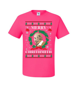 wild custom apparel Ugly christmas Sweater Mike Tyson Lips T-Shirts, Neon Pink, 3XL