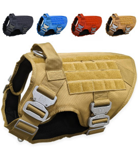 Tactical Dog Harness with 4 Metal Buckles, Waterproof; bite-Proof Military Grade Dog Vest, Stop pulls but Does not Choke his Neck, Great with Prevents Escapes, Heavy-Duty Dog Harness for Medium Dogs