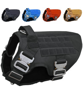 Tactical Dog Harness with 4 Metal Buckles, Waterproof; bite-Proof Military Grade Dog Vest, Stop pulls but Does not Choke Neck, Great with Prevents Escapes, Heavy-Duty Dog Harness for Extra Large Dogs