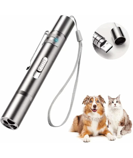 Cat Laser Pointer Toy,Dog Laser Pointer,7 Adjustable Patterns Laser ,USB Recharge Pointer,Long Range 3 Modes Training Chaser Interactive Toy,USB Recharge