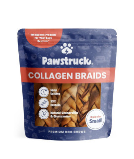 Pawstruck Natural 5-7? Beef Collagen Braids for Dogs - Healthy Long Lasting Alternative to Traditional Rawhide & Bully Sticks - Low Fat Dental Treats w/Chondroitin & Glucosamine - 5 Count