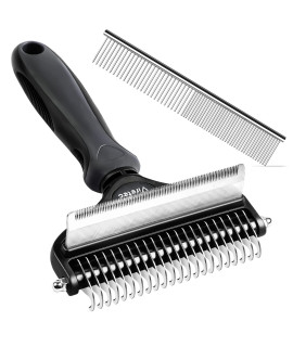Viretec Dog Deshedding Brush, 2 in 1 Pet Undercoat Rake for Cats and Small Dog, Long and Short Grooming Tool, Dematting Combs Easily Remove Mats, Tangles and Loose Fur