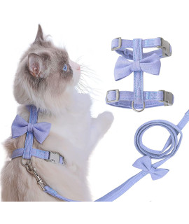 Cat Harness and Leash, Cat Leash and Harness Set Ddzmz Escape Proof Soft Mesh Breathable Adjustable Pets Vest Harnesses for Cat Blue Color L Size for Pets Cats Kitten Puppy Rabbit Ferret(1-Pack)