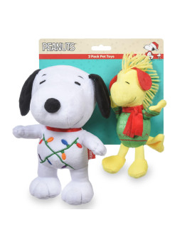 Peanuts for Pets Snoopy Santa and Woodstock Elf Holiday Dog Toy Set 2 Pack Santa Snoopy and Woodstock Plush Squeaky Dog Toys Peanuts Comics Holiday Dog Chew Toys for Dog Christmas Stocking