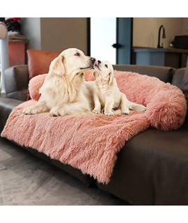 Tinaco Luxurious Calming Dogs/Cats Bed Mats, Washable Removable Couch Cover, Plush Long Fur Mat for Pets, Waterproof Lining, Perfect for Small, Medium and Large Dogs and Cats (Pink, L)