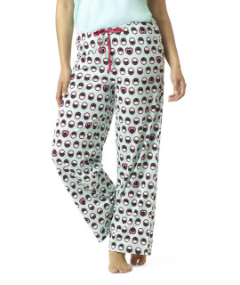 HUE Womens Printed Knit Long Pajama Sleep Pant, Plume-Just Kittying, Large