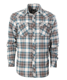 gioberti Men 100% cotton Western Flannel Plaid Shirt wSnap-on Button, creamBlueBrown, 3X-Large