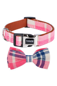 Faleela Soft &Comfy Bowtie Dog Collar,Detachable and Adjustable Bow Tie Collar,for Small Medium Large Pet (Large(Pack of 1), Pink)