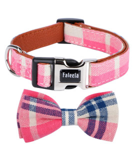 Faleela Soft &Comfy Bowtie Dog Collar,Detachable and Adjustable Bow Tie Collar,for Small Medium Large Pet (Large(Pack of 1), Pink)
