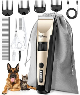 Veken Dog Grooming Kit Clippers, Low Noise Rechargeable Cordless Electric Quiet Dog Clippers For Grooming, Professional Pet Hair Clippers Shaver Trimm